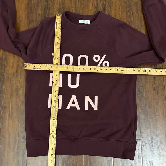 EVERLANE Typography Sweatshirt Womens Sz M Burgundy 100% Human Pullover Cotton - Picture 8 of 8